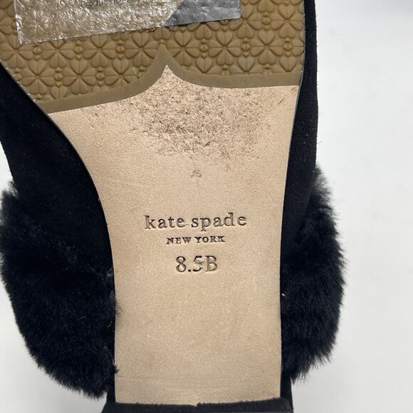 Kate Spade Marielle 2 Furry Mules Flats Womens 8.5 B Black Pointed Toe Shoes - Picture 15 of 15